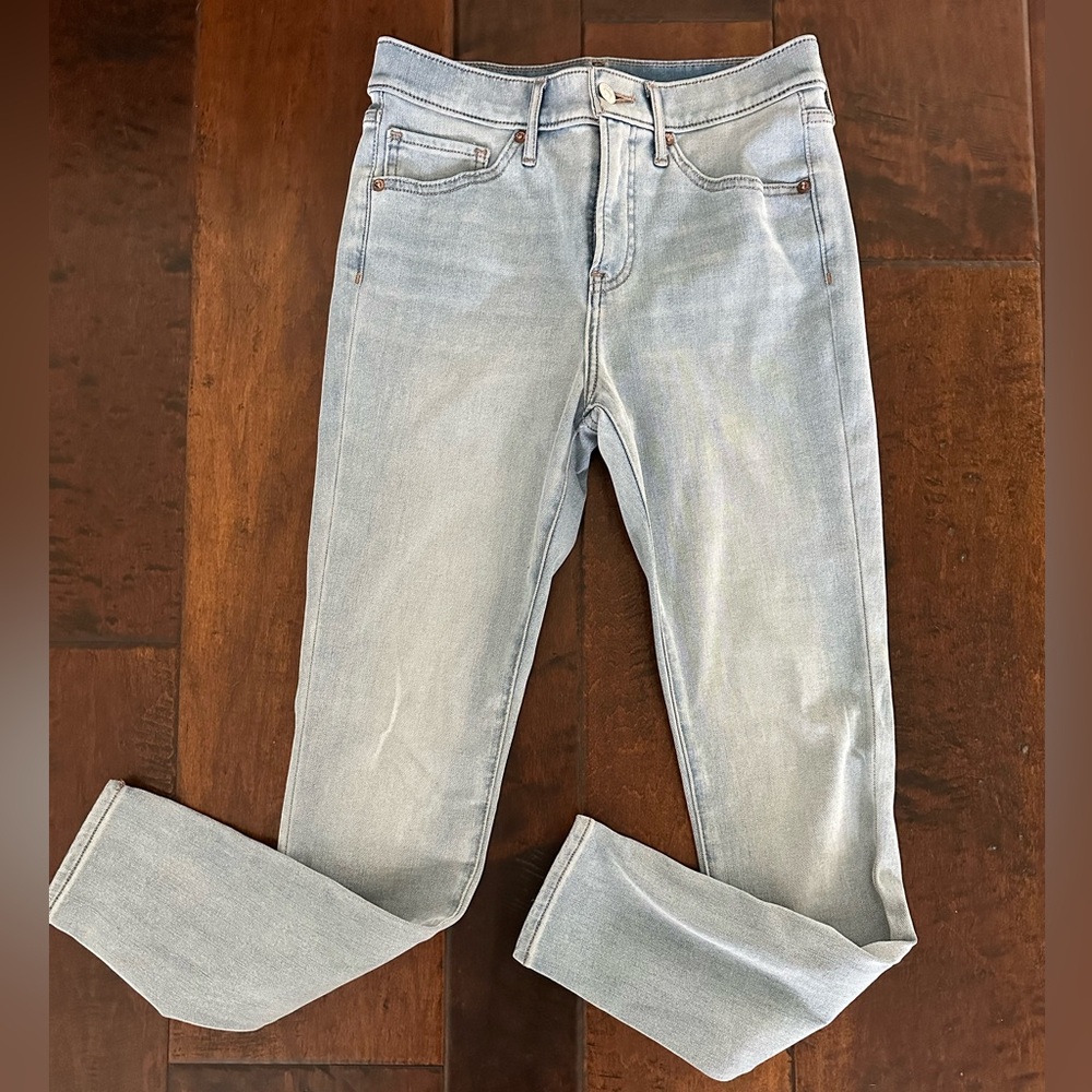 Express skinny mid rise light wash jeans